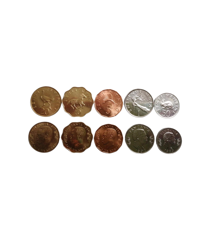 Tanzania set of 5 coins 5, 10, 20, 50 Senti 1 Shillings 1966-1992